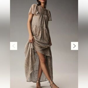 Anthropologie Short-Sleeve Mock-Neck Maxi Dress